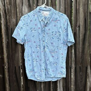 Chubbies Tropical Blue Hawaiian Shirt Button Down Pullover Mens Small
